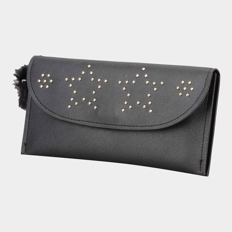 Women's Black Polyurethane Hand Pouch, , large image number null