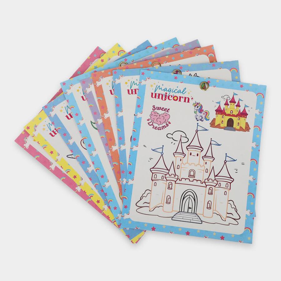 Kid's Unicorn Coloring Frame with Oil Pastel Colors , , large