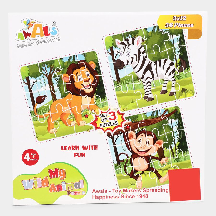 Wild Animals Jigsaw Puzzleset of 3, , large image number null