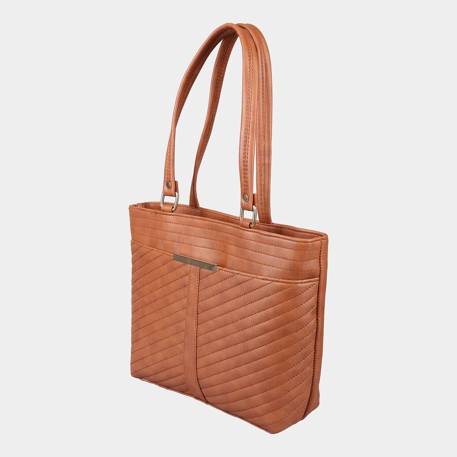 Women's Tan Polyurethane Tote Bag, , large image number null