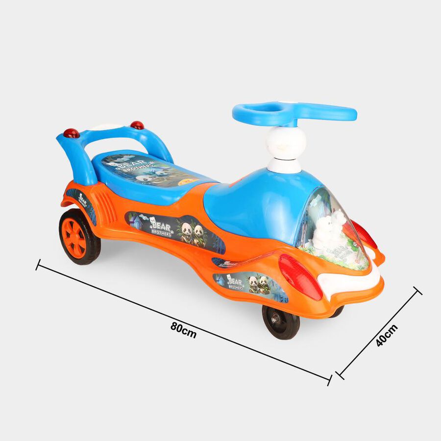 Kid's Bear Brothers Swing Car Ride-On with Music,Lights and 360-Degree Steering, , large