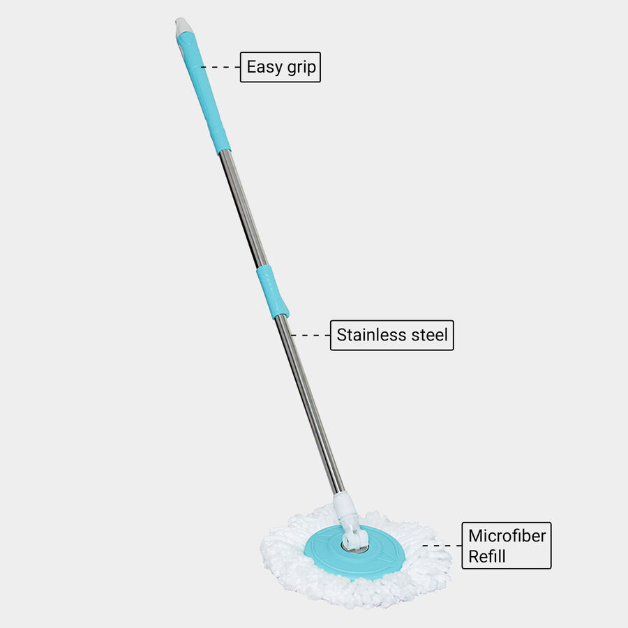 Plastic Spin Bucket Mop With Stainless Steel Spinner And 2 Refills