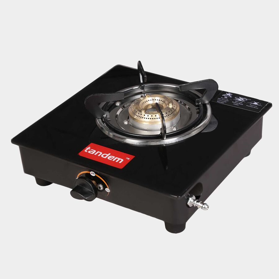 Steel Body Gas Stove With Decorative Glass Top & Brass Burner , , large image number null