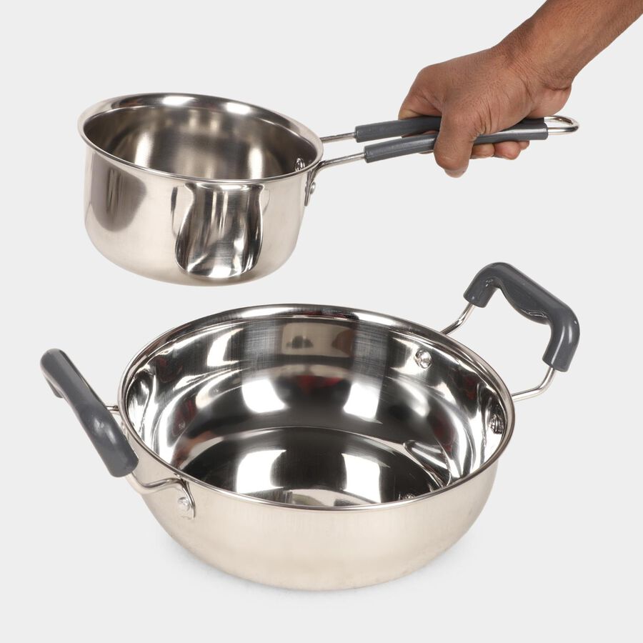 Steel Kadhai and Saucepan Combo, , large image number null