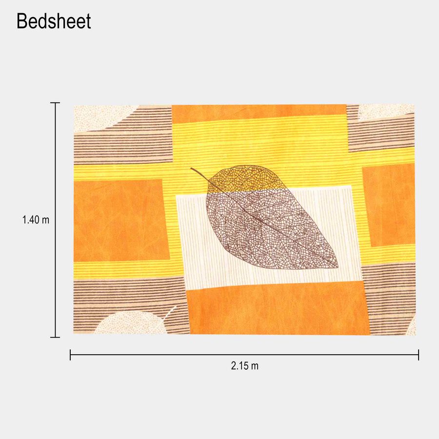 Orange and Yellow Floral Printed Single Bedsheet, , large