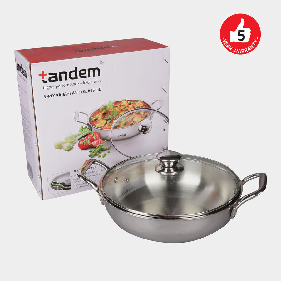3 Ply Stainless Steel Kadahi Induction Compatible, , large image number null