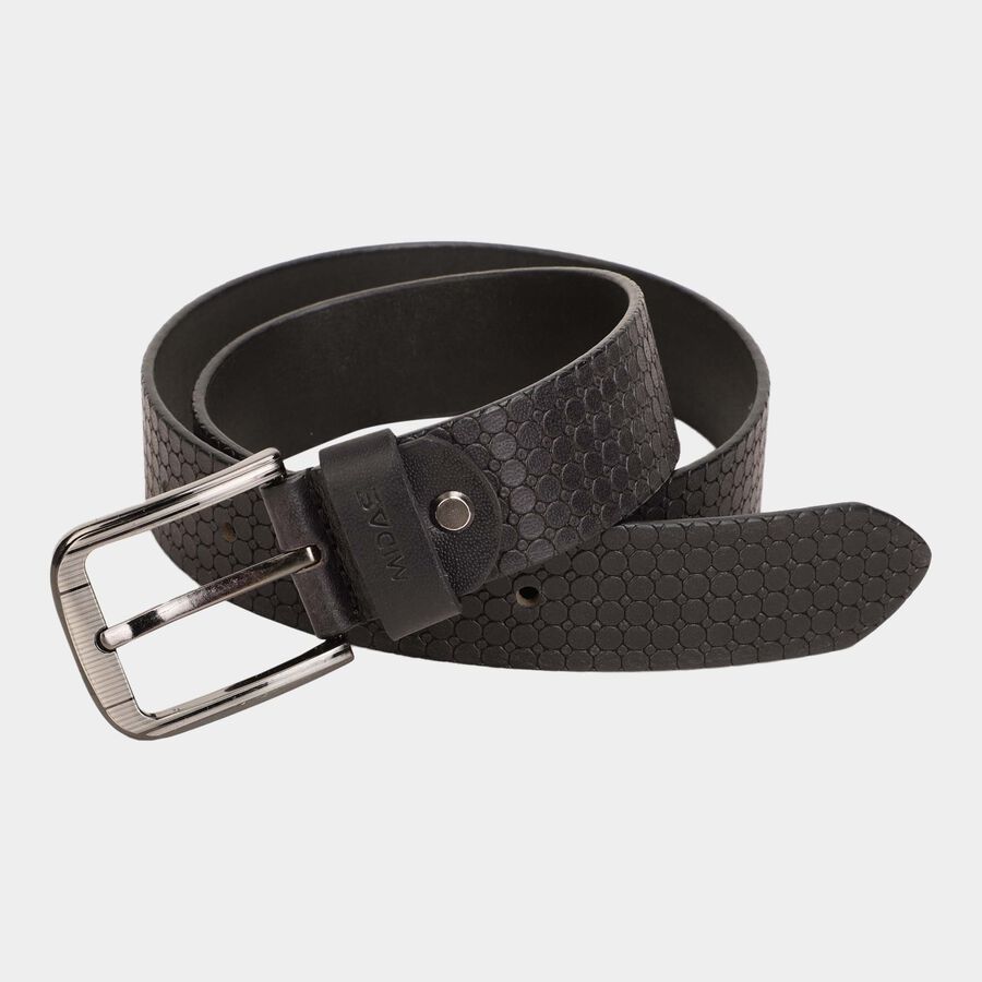 Men's Black Leather Casual Belt, , large image number null