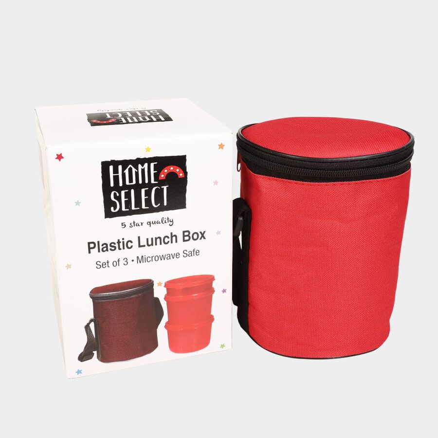 Plastic Lunch Box - 3 Containers With Bag, , large image number null