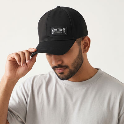 Men's Black Fabric Cap