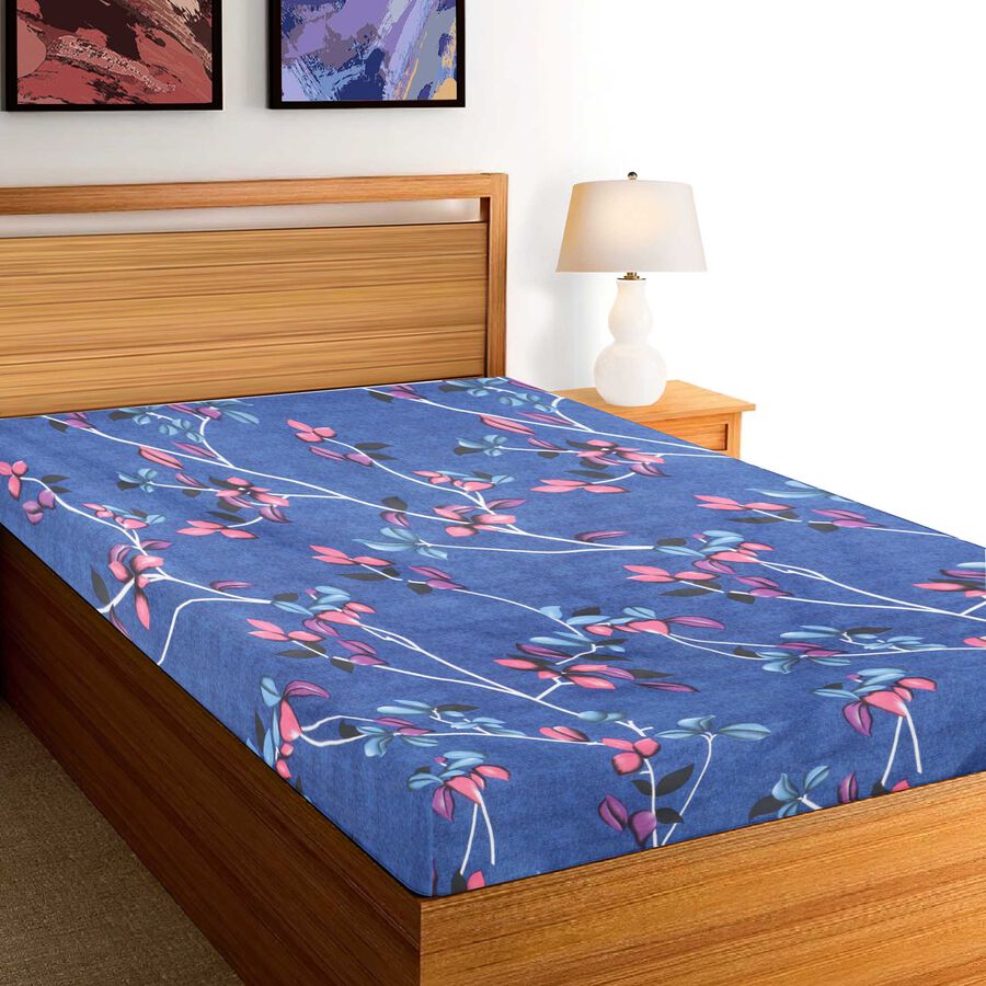 Blue Microfiber Single Bedsheet, , large image number null