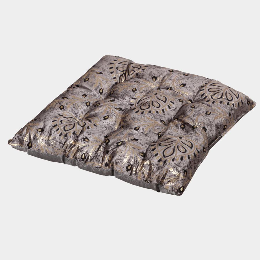 Grey Floral Printed Cushion, , large