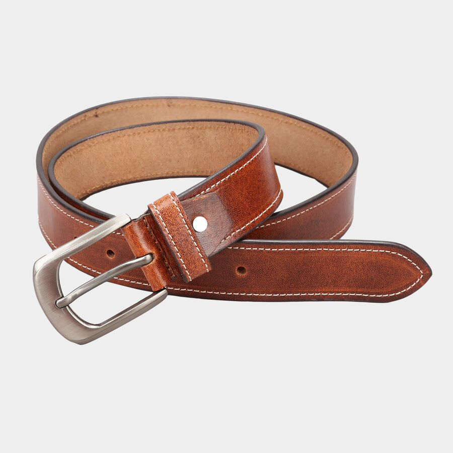 Men's Leather Casual Belt, Size 40, Textured, , large image number null