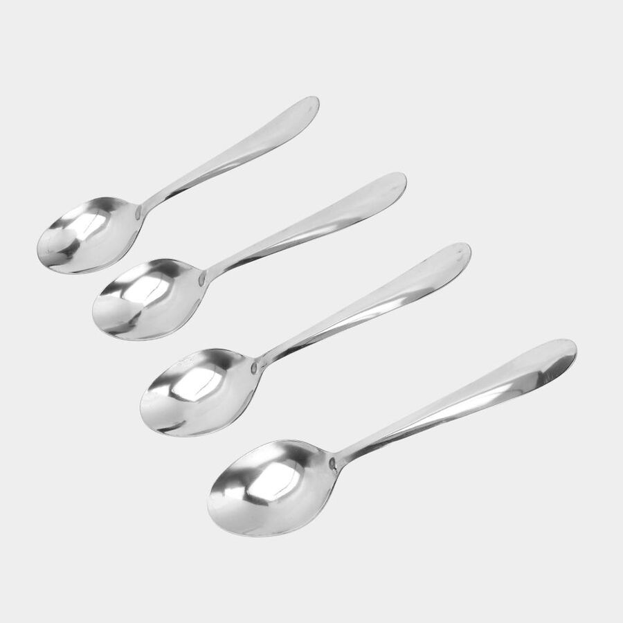 Set of 4 Steel Dessert Spoons, , large image number null