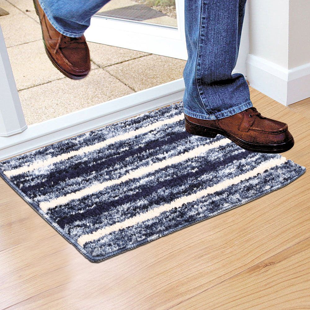 Home Beautiful                         Anti-Skid Blue Polyester Door Mat