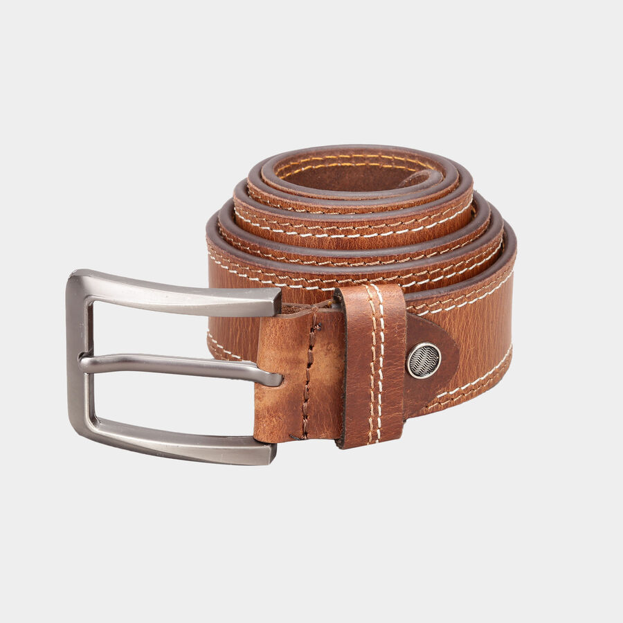 Men's Leather Casual Belt, Size 40, Textured, , large image number null