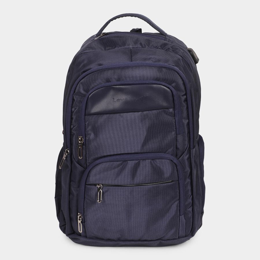 Dark Blue Polyester Backpack with Laptop Compartment and USB Port, , large image number null