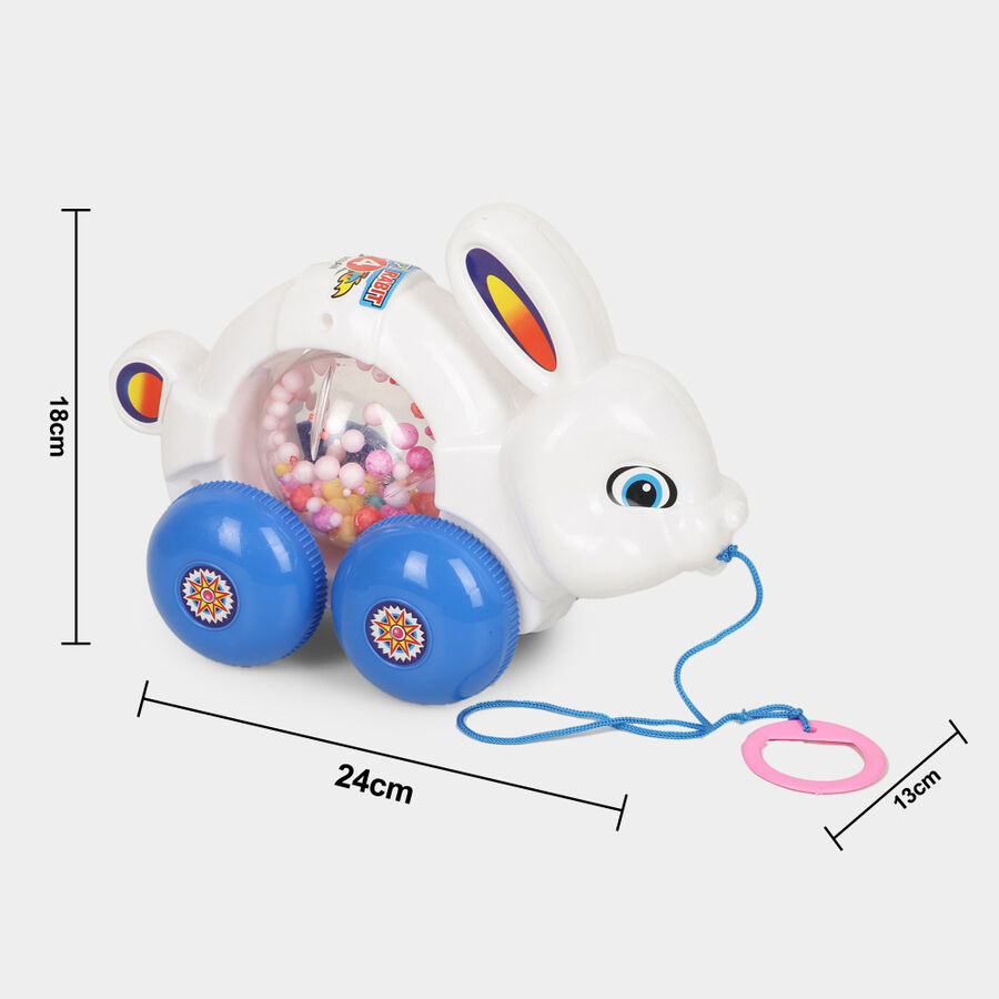 Run Rabbit Run Toy Kid's White Rabbit Pull Along Toy
