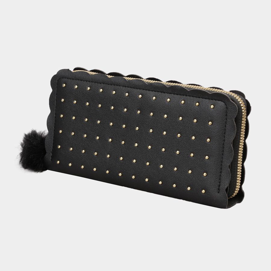 Women's Black Polyurethane Hand Pouch, , large image number null