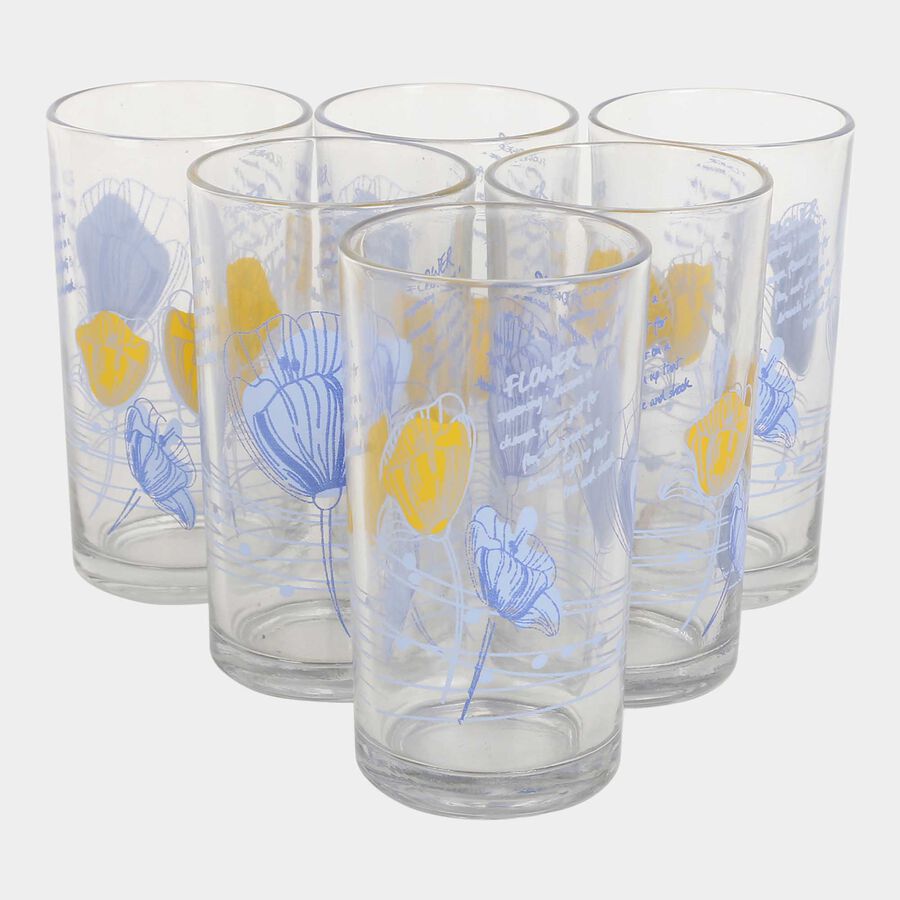 Printed Round Glass Set Of 6 Tumbler, , large image number null