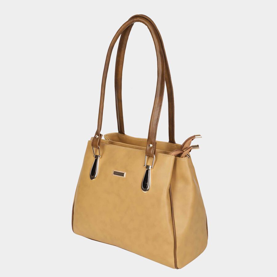 Women's Beige Polyurethane Hand Bag, , large image number null