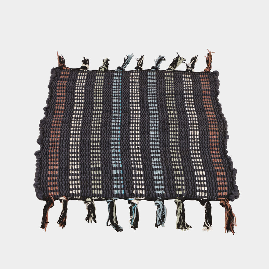 Black Polyester Cotton Door Mat, , large
