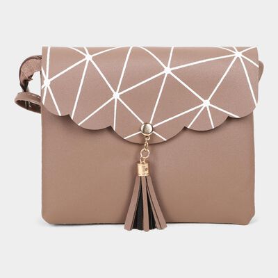 Brown Polyurethane Sling Bag