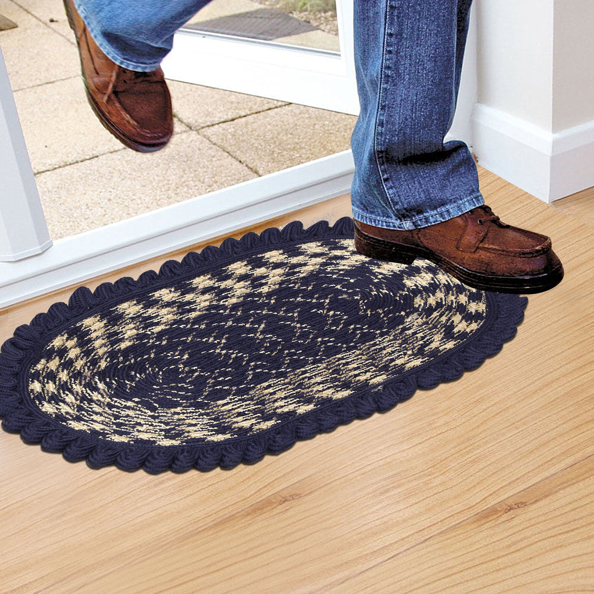 Home Beautiful                         Blue Polyester Door Mat