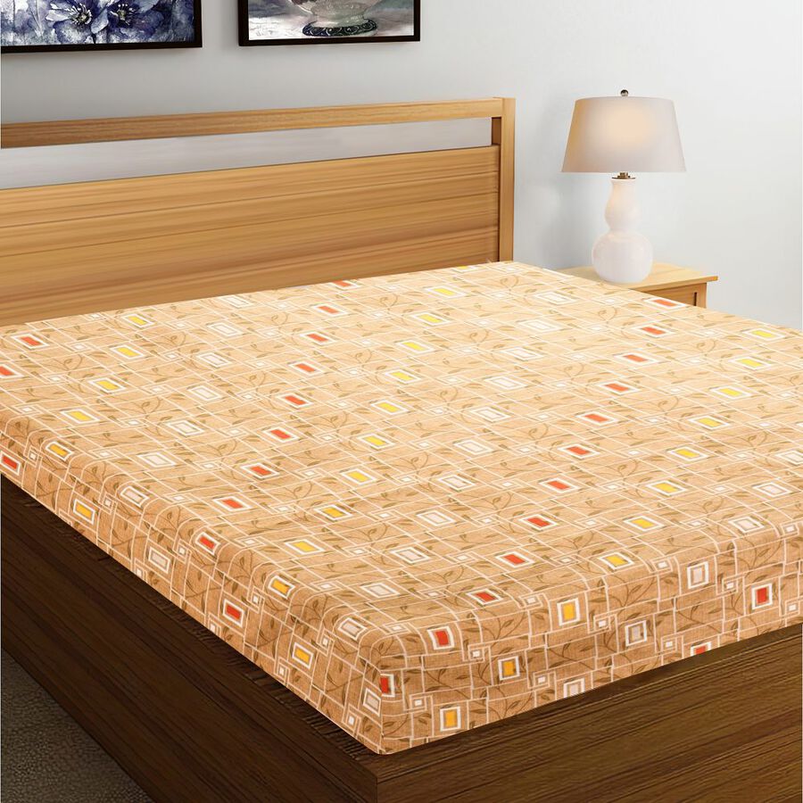 Brown Microfiber Double Bedsheet with Pillow Cover, , large