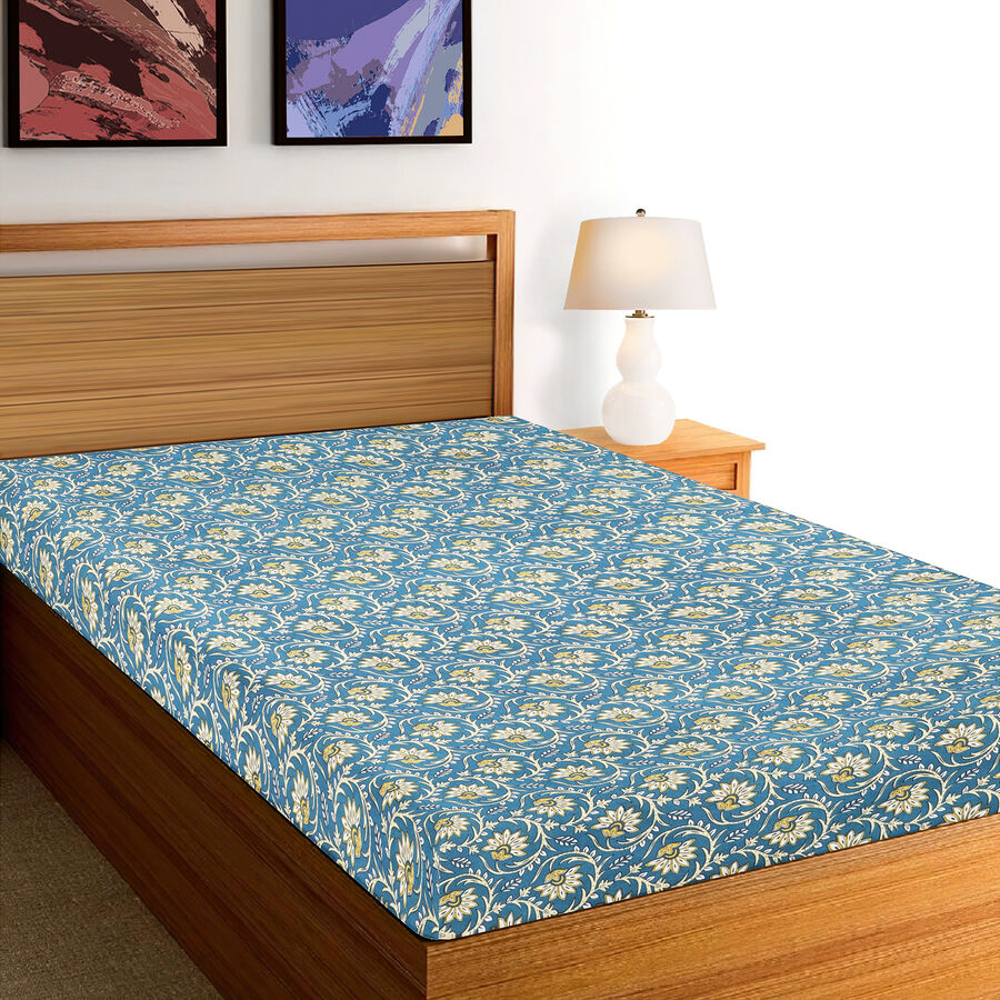 Blue Microfiber Single Bedsheet, , large image number null