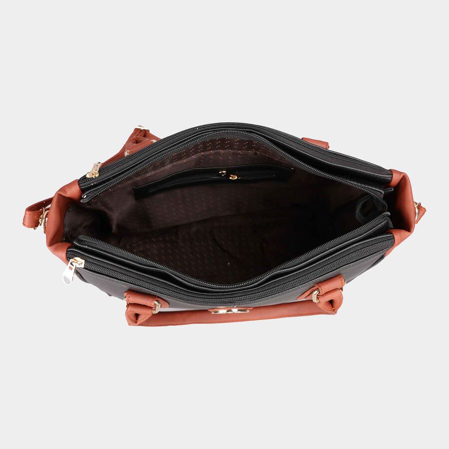 Women's Black Polyurethane Tote Bag, , large image number null