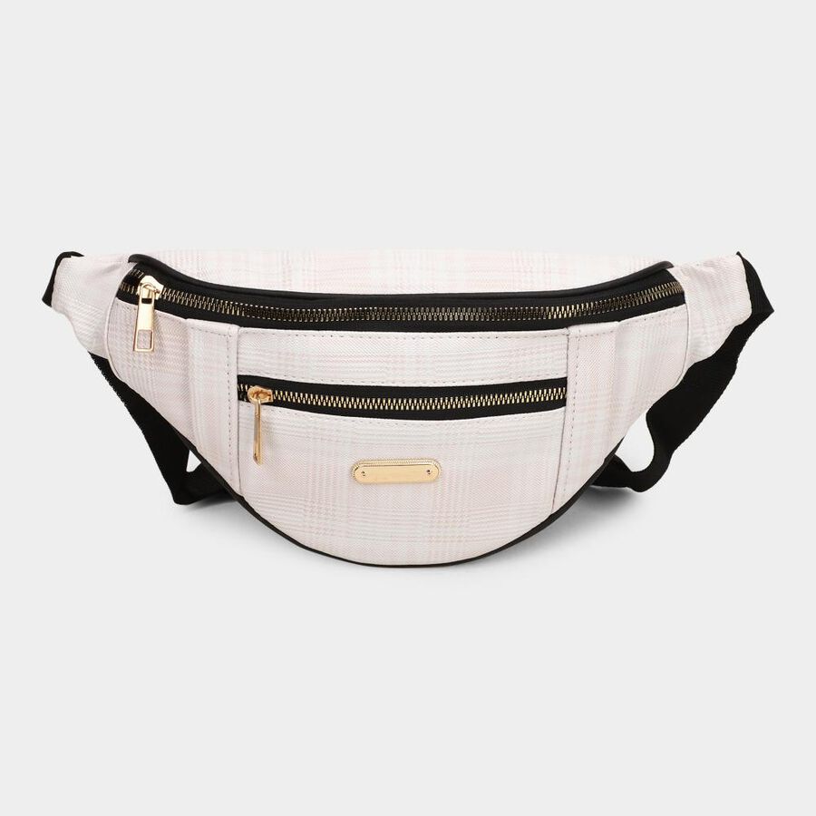 Women's off-White Polyurethane Waist Pouch, , large image number null