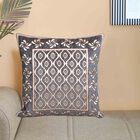 Black and Beige Jacquard Decorative Cushion Cover, , small