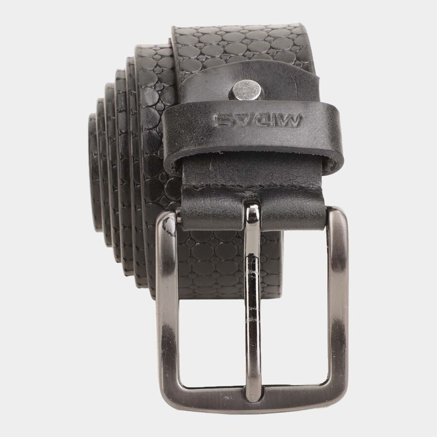 Men's Black Leather Casual Belt, , large image number null