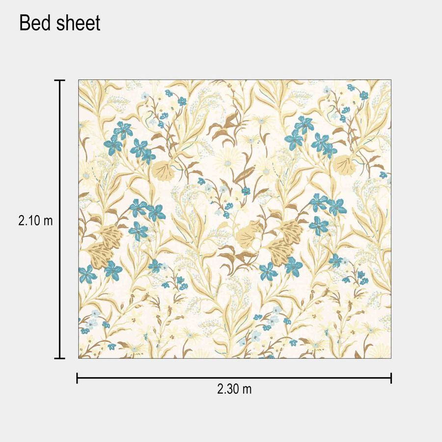 Beige Cotton Double Bedsheet With Pillow Cover, , large image number null