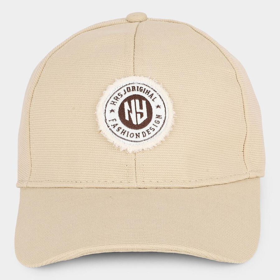 Men's Beige Fabric Cap , , large
