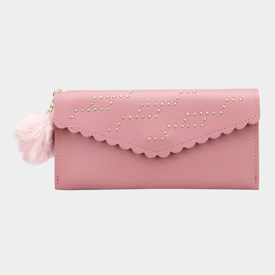 Women's Pink Polyurethane Hand Pouch, , large image number null