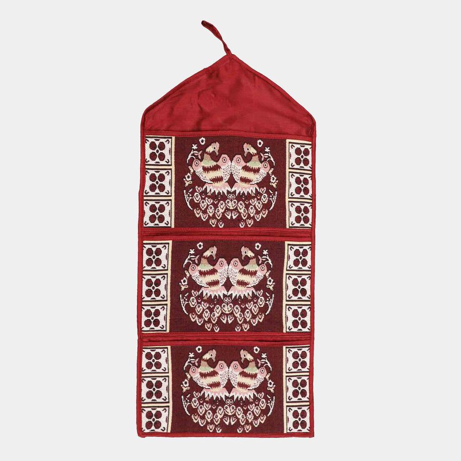 Maroon Cotton Blend Wall Hanging Organiser, , large image number null