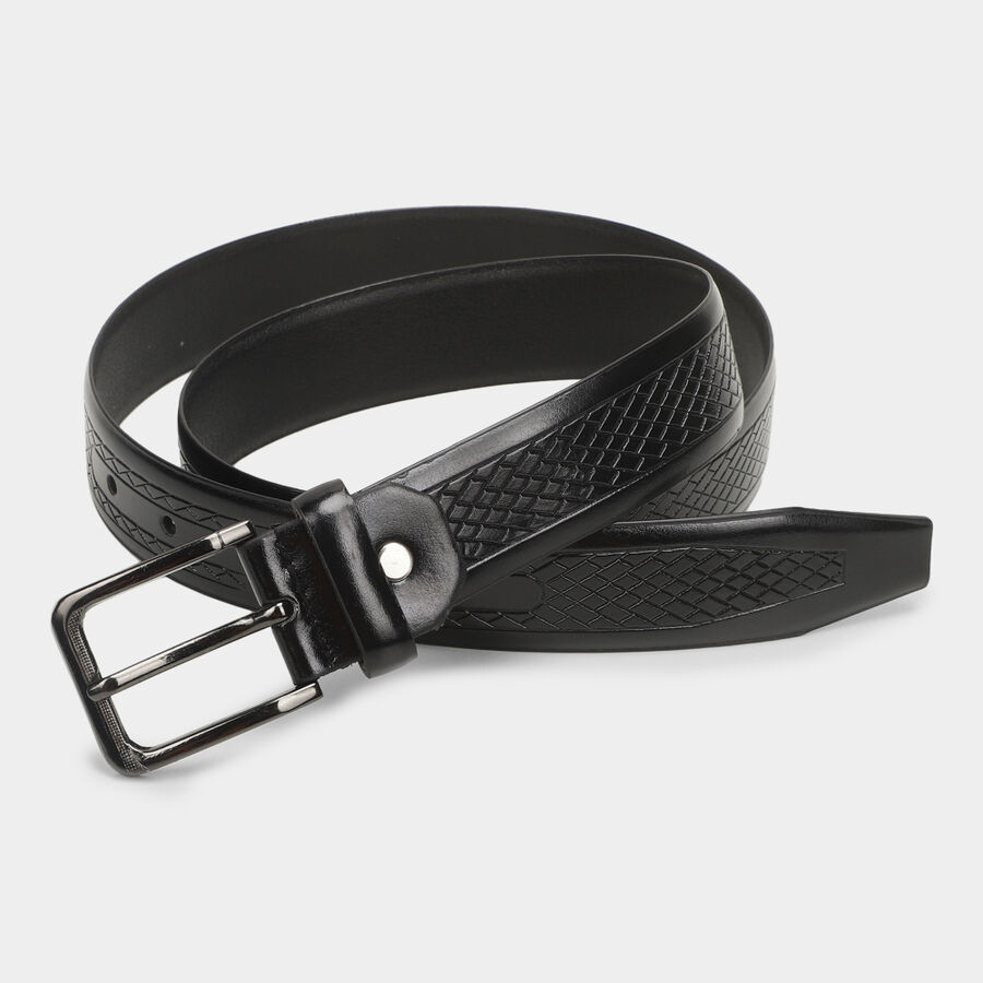 Men's Black Polyurethane Belt, , large image number null