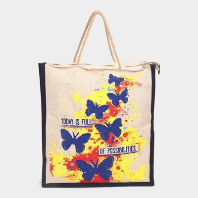Blue Printed Jute Bag 