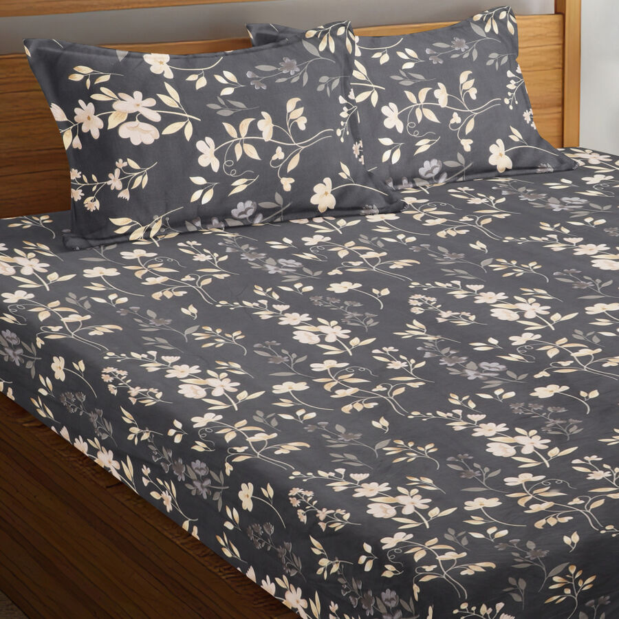 Blue Printed Double Bedsheet, , large image number null