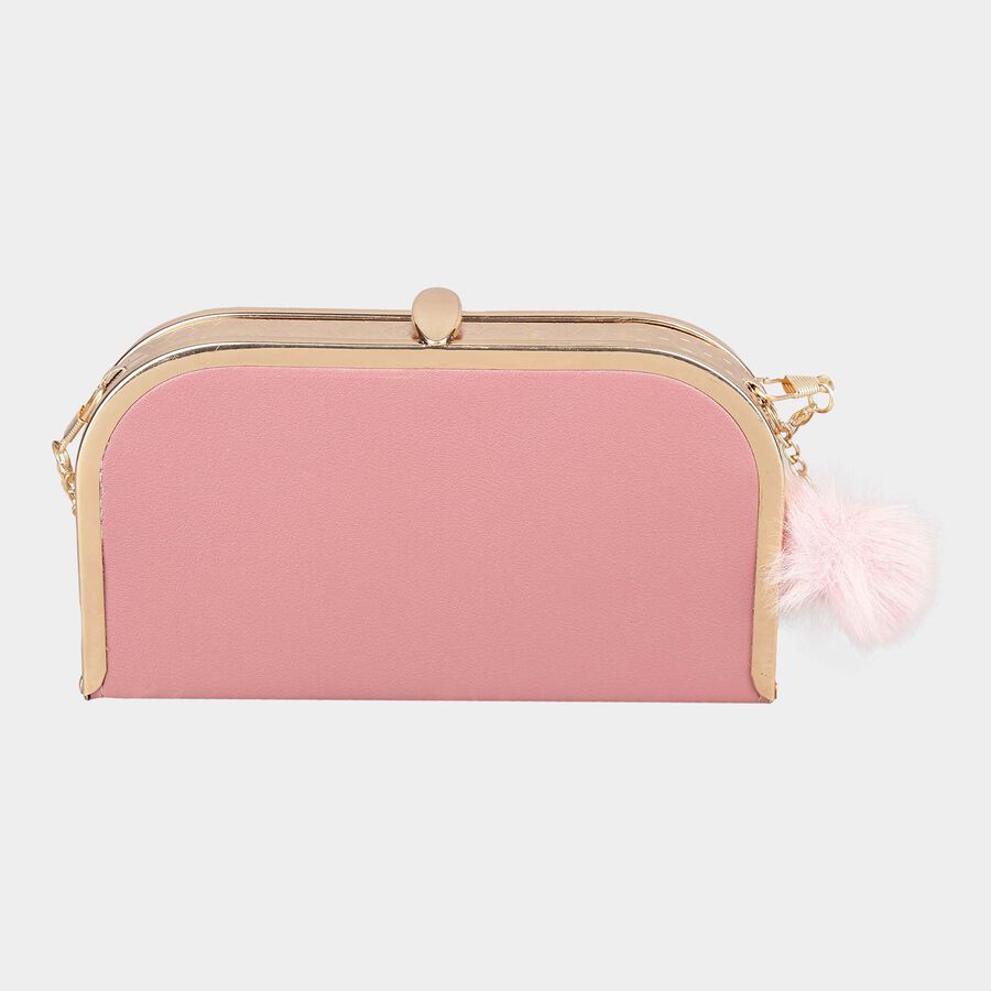 Women's Light Pink Polyurethane Clutch Bag, , large image number null