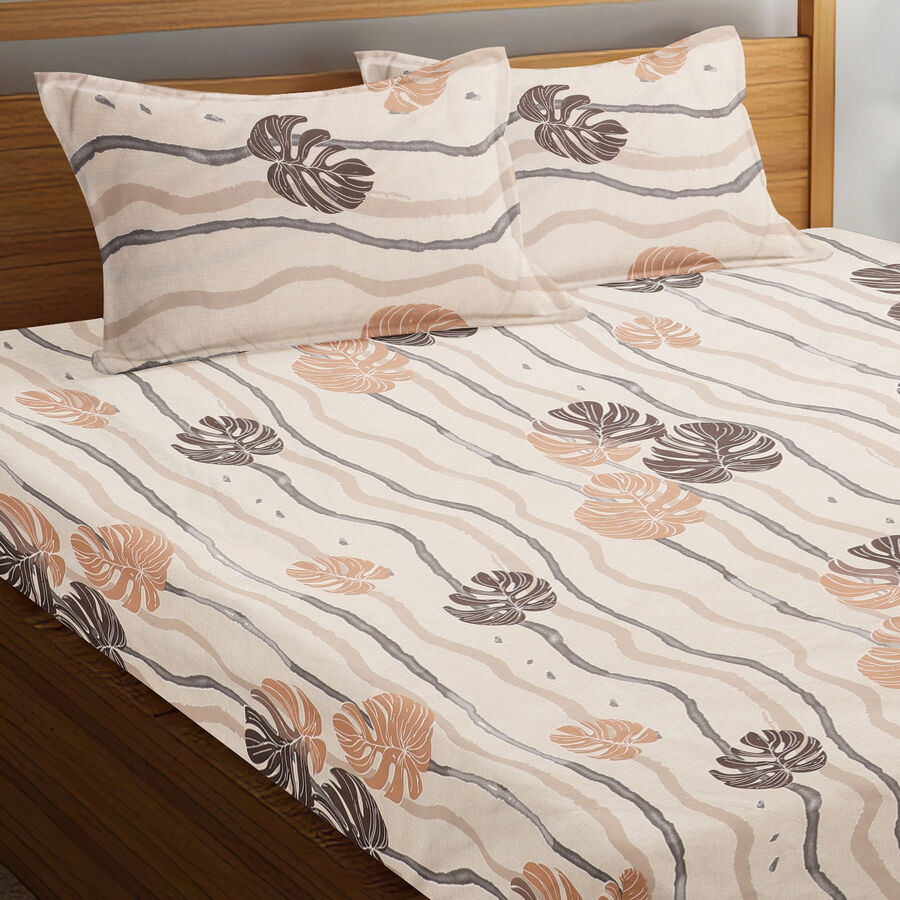 120 GSM Cream Microfiber Double Bedsheet, , large image number null