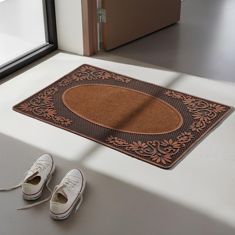 Anti-Skid Brown Rubber Door Mat, , large