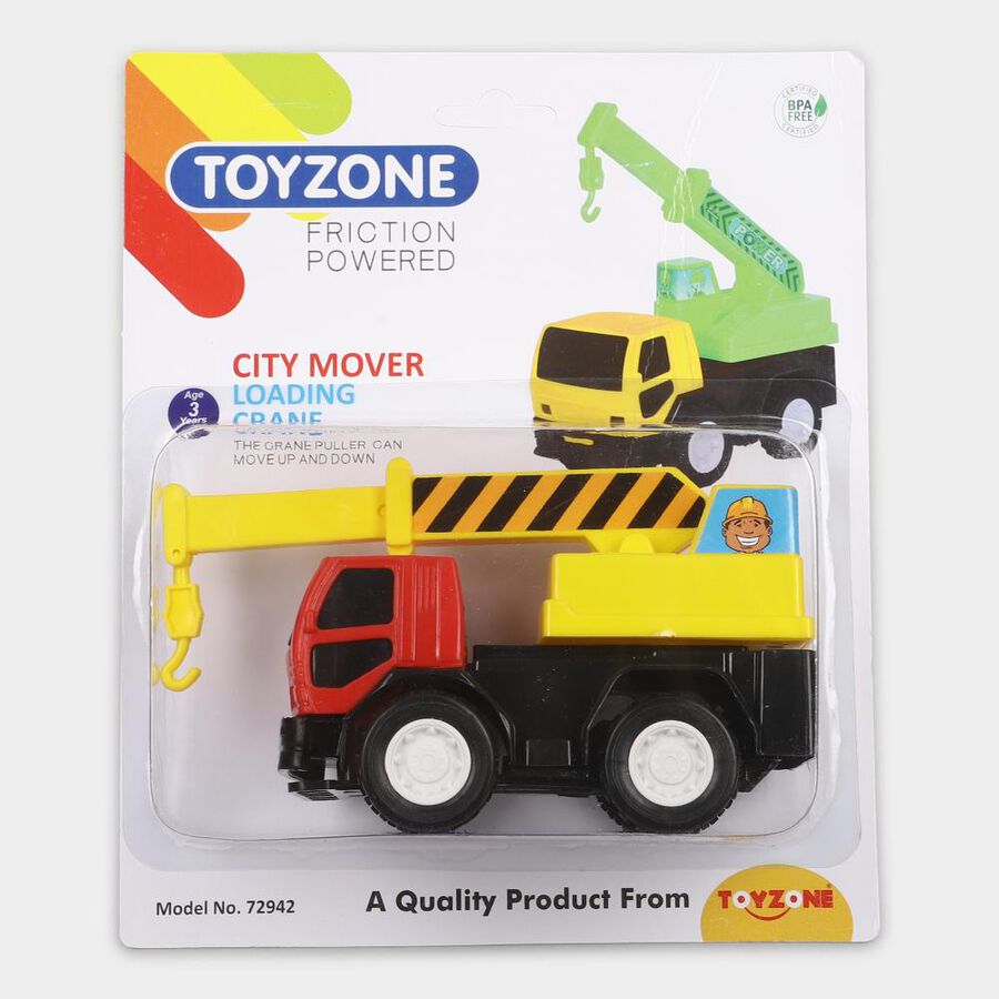 Kid's Red Plastic Friction Toy Crane, , large
