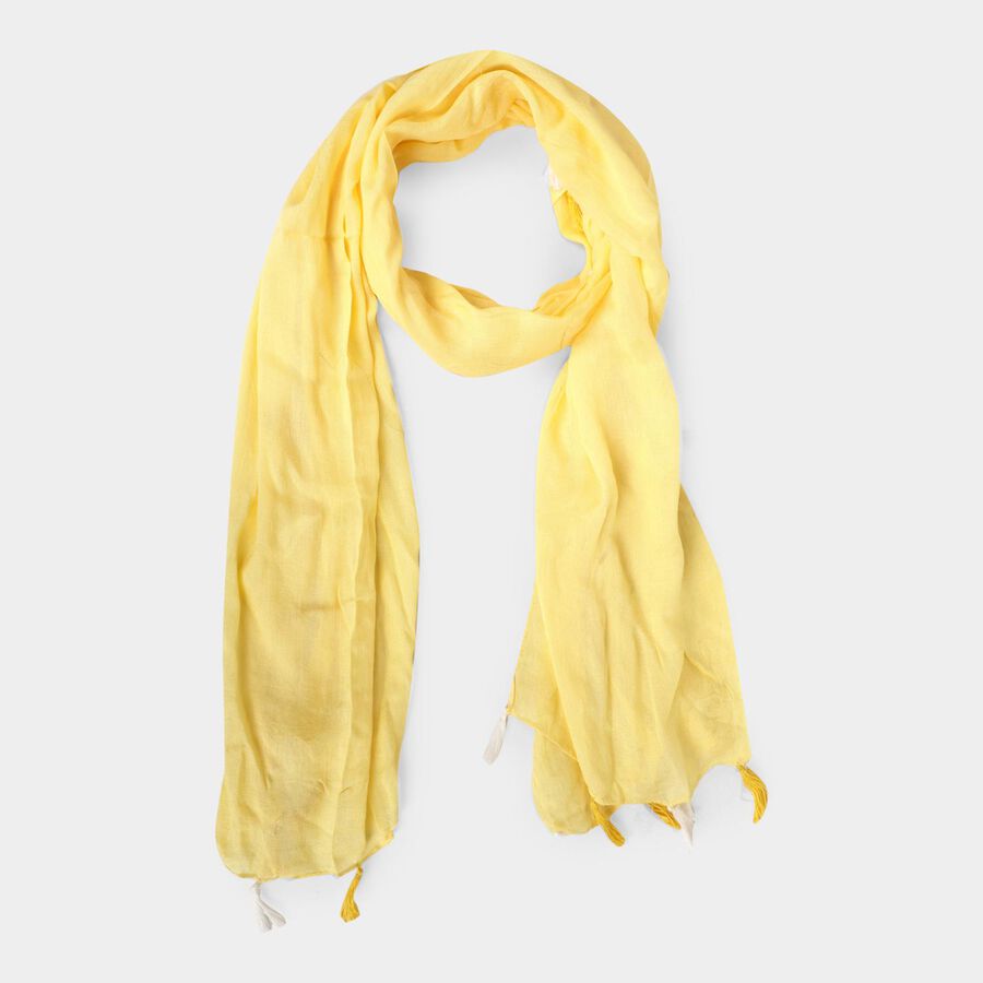 Women's Yellow Viscose Scarf, , large