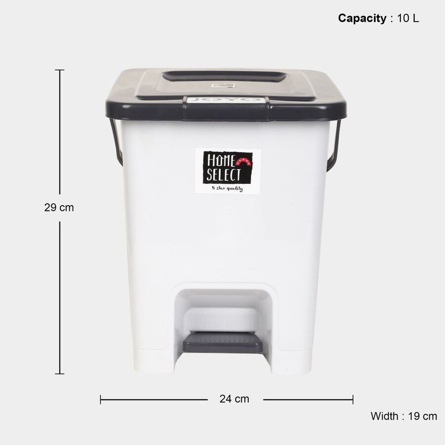 10 L Light Grey Plastic Dustbin, , large image number null