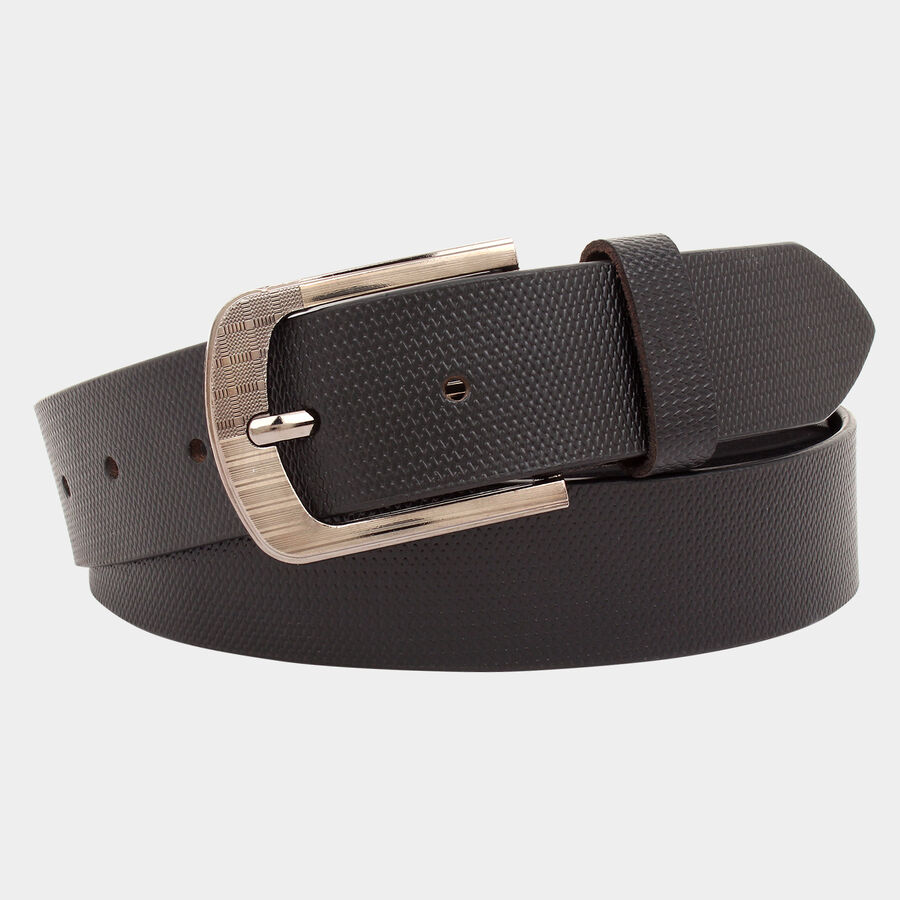 Men's Black Leather Casual Belt, , large image number null