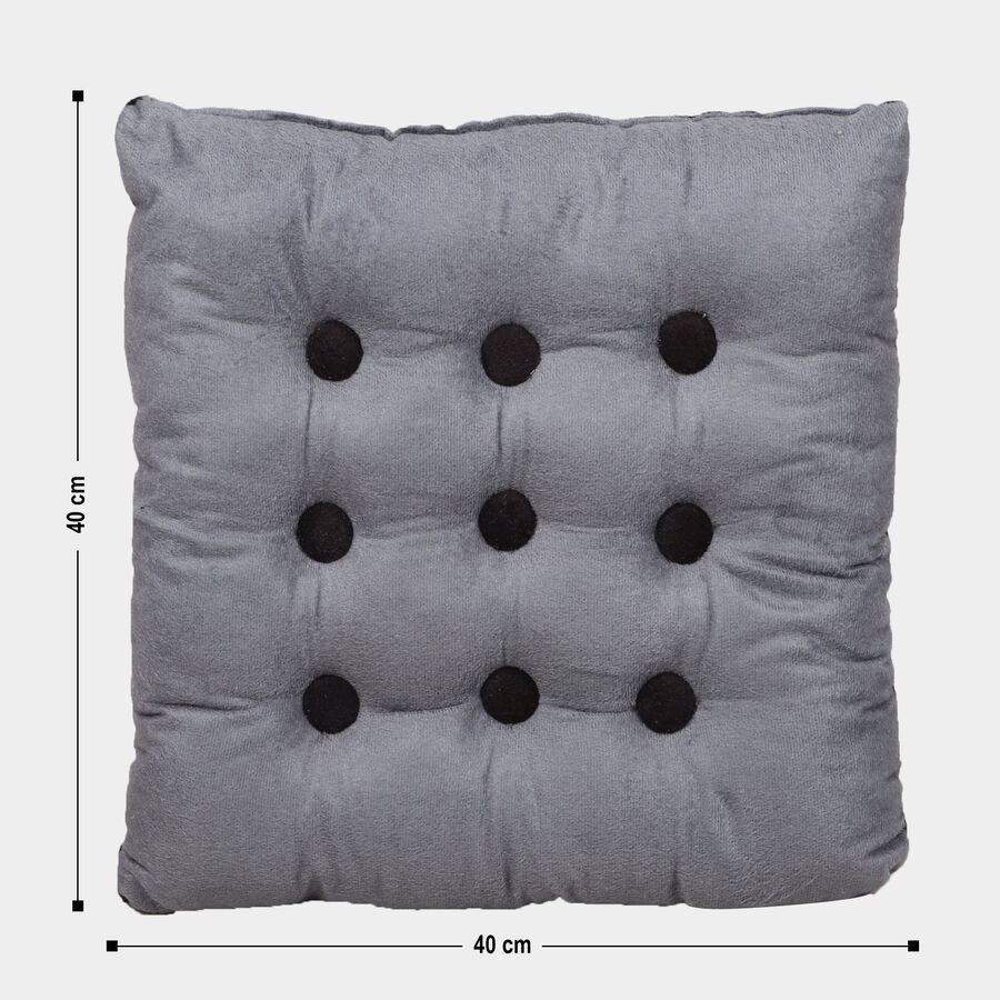 Grey Tufted Cushion, , large