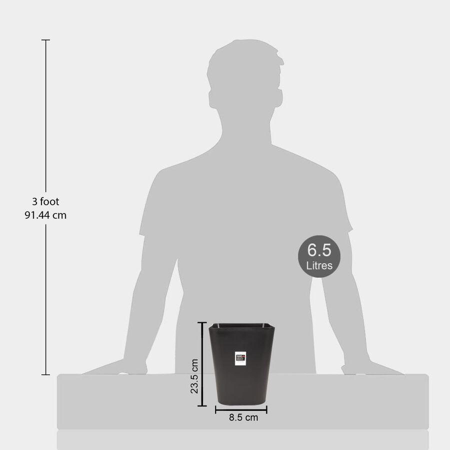 6.5 L Black Plastic Dustbin, , large image number null