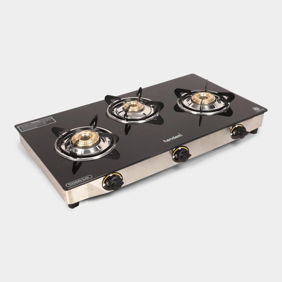 3 Burner Glass Top Gas Stove, , large image number null
